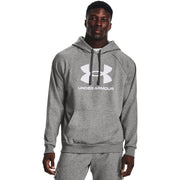 Under Armour Men's Rival Fleece Logo Hoodie - Castlerock Light Heather/White