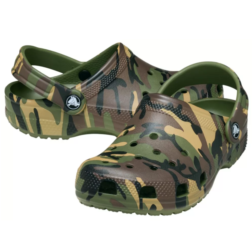Crocs Kids Classic Camo Clog - Army Green Multi