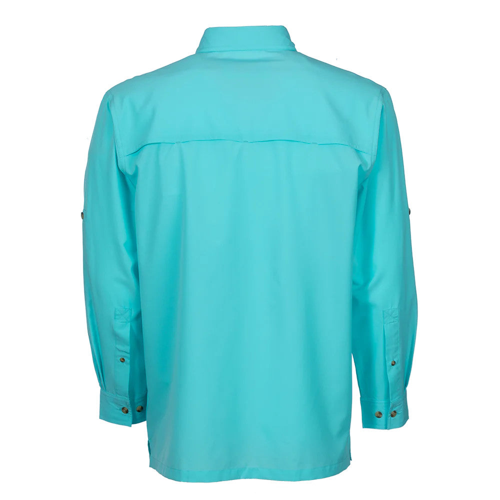 Bimini Bay Flats V Men's Long Sleeve Shirt Featuring BloodGuard Plus - Aqua