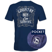 Straight Up Southern Men's Country Boy Can Survive Tee - Navy