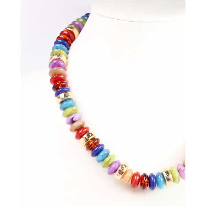 Caroline Hill Eye Candy Beaded Necklace Dark Multi