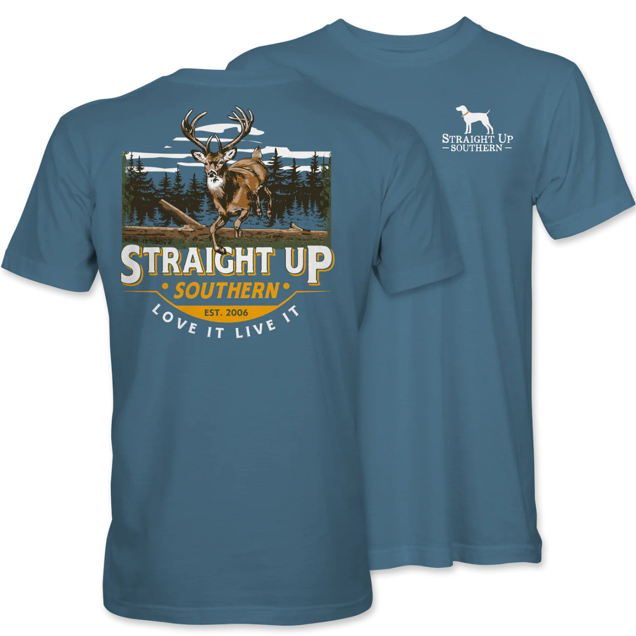 Straight Up Southern Timber Buck Tee - Indigo