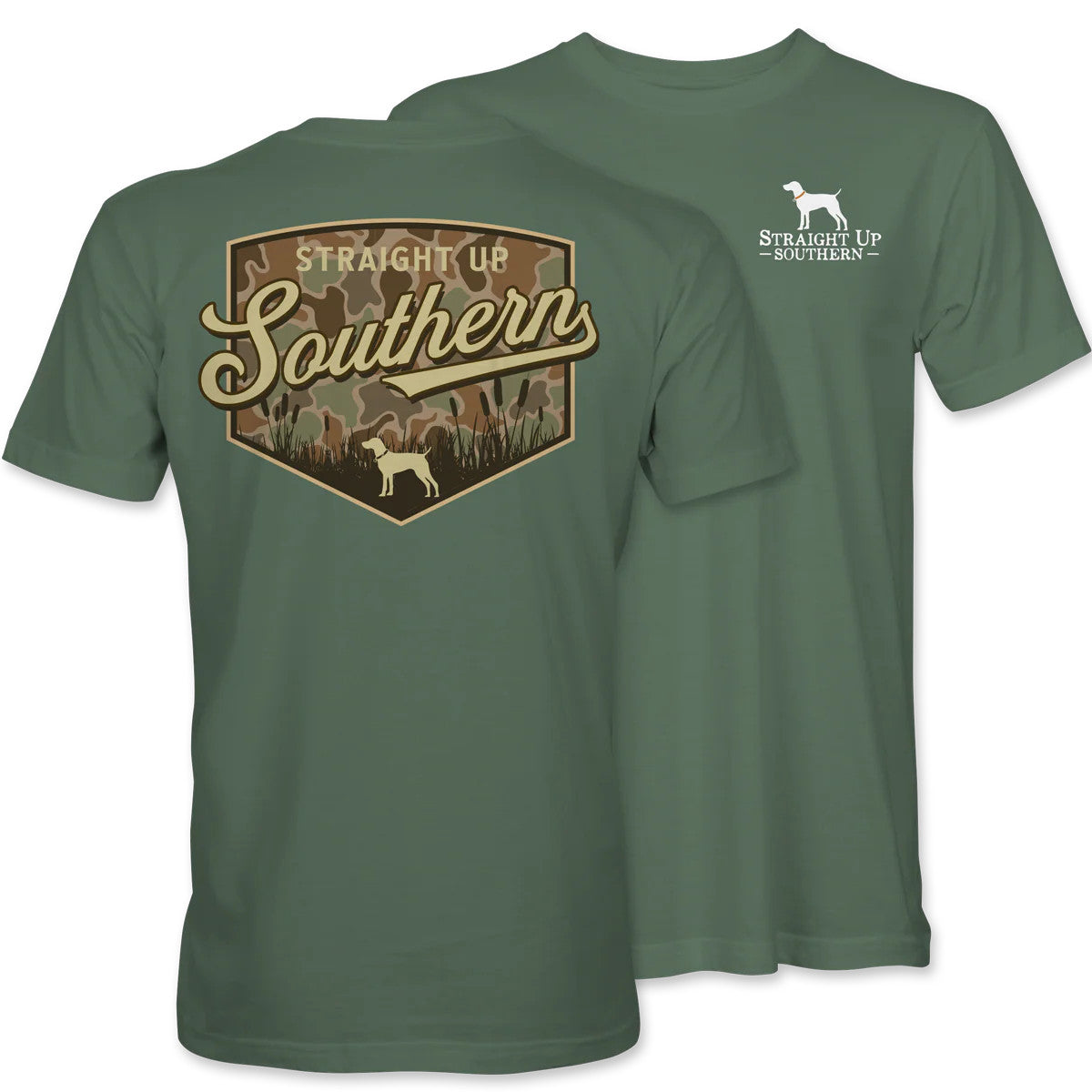 Straight Up Southern Youth Southern Duck Camo Tee - Military Green