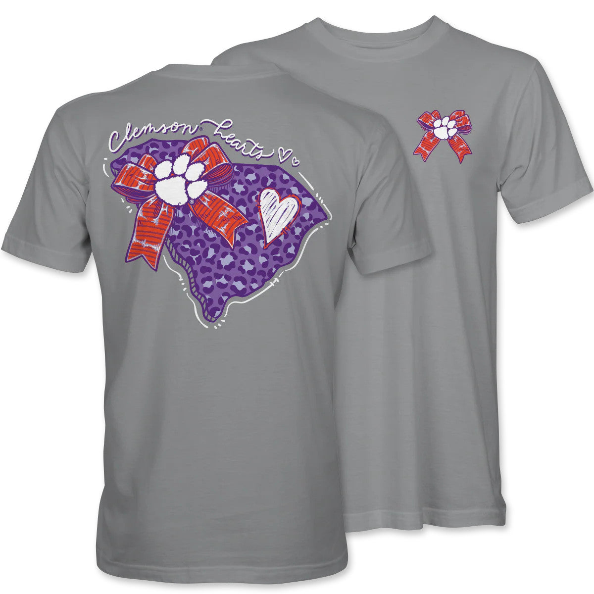Palmetto Shirt Co. Women's Clemson Hearts Tee - Gravel