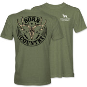 Straight Up Southern Men's Born Country Tee - Military Green