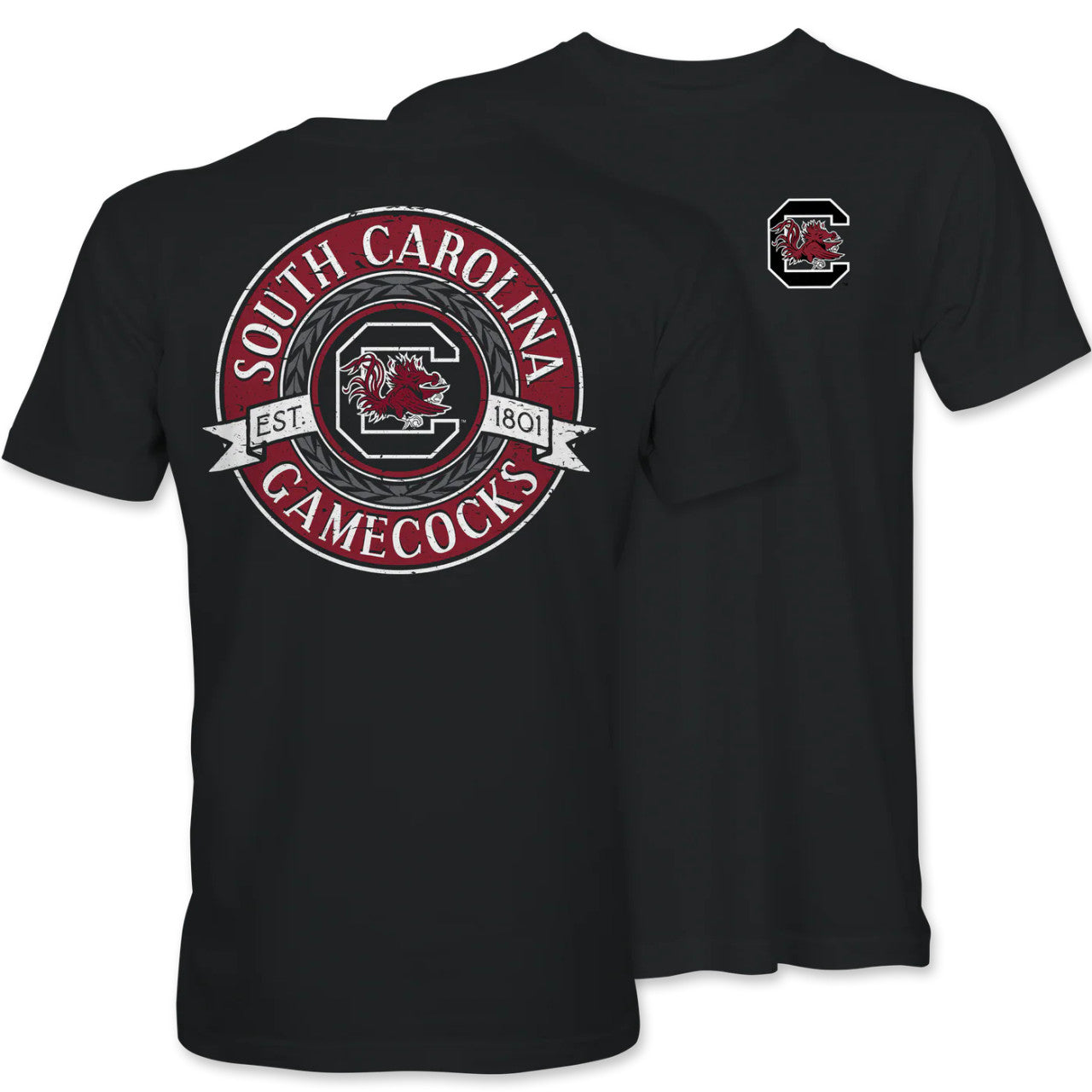 Palmetto Shirt Co Men's USC Gamecocks Distressed Circle Tee - Black