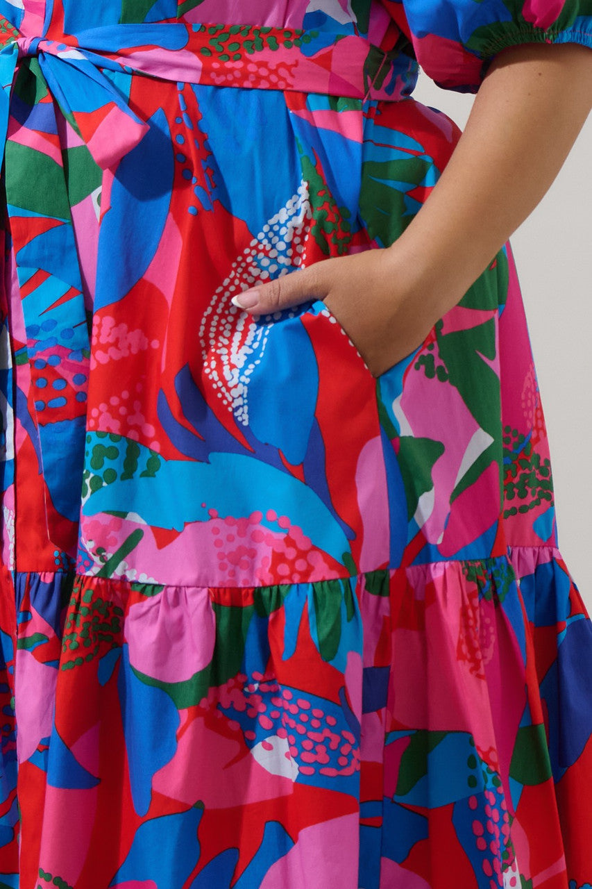 Sugar Lips Plus Size Women's Exene Floral Wynette Tiered Midi Dress