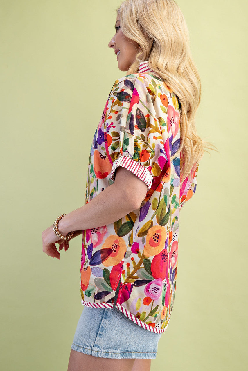 GiGiO Floral Mock-neck Top
