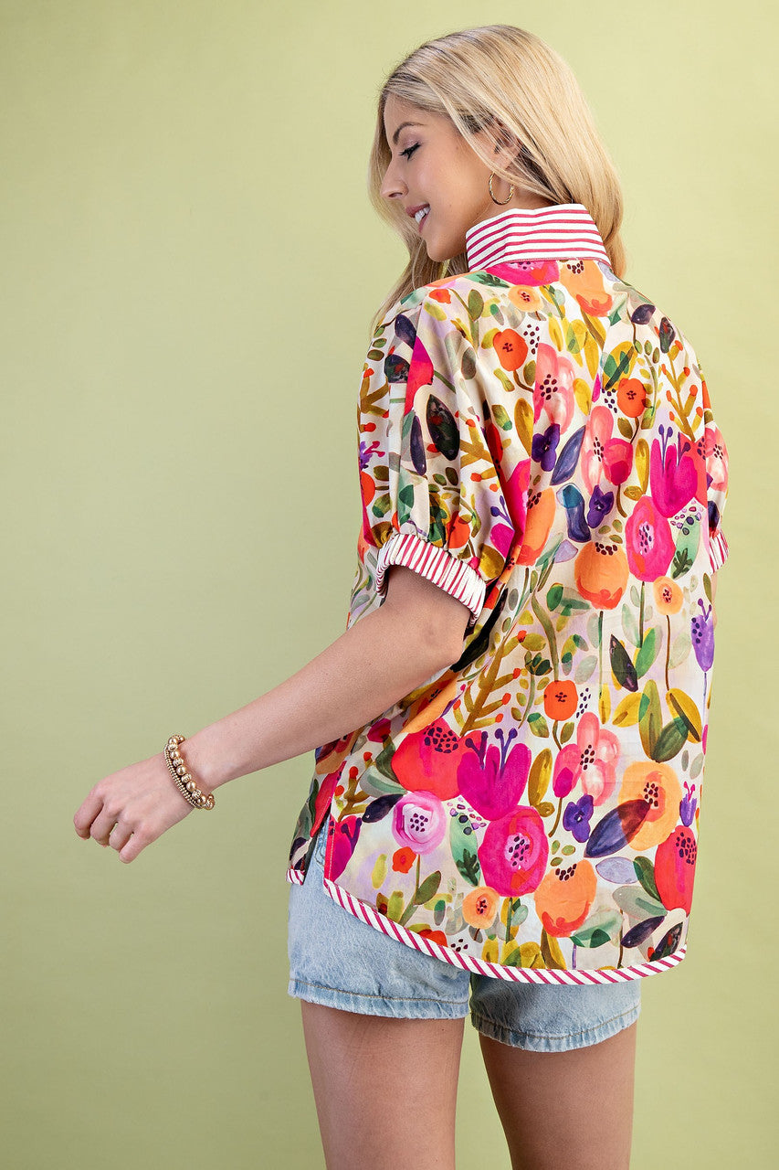 GiGiO Floral Mock-neck Top