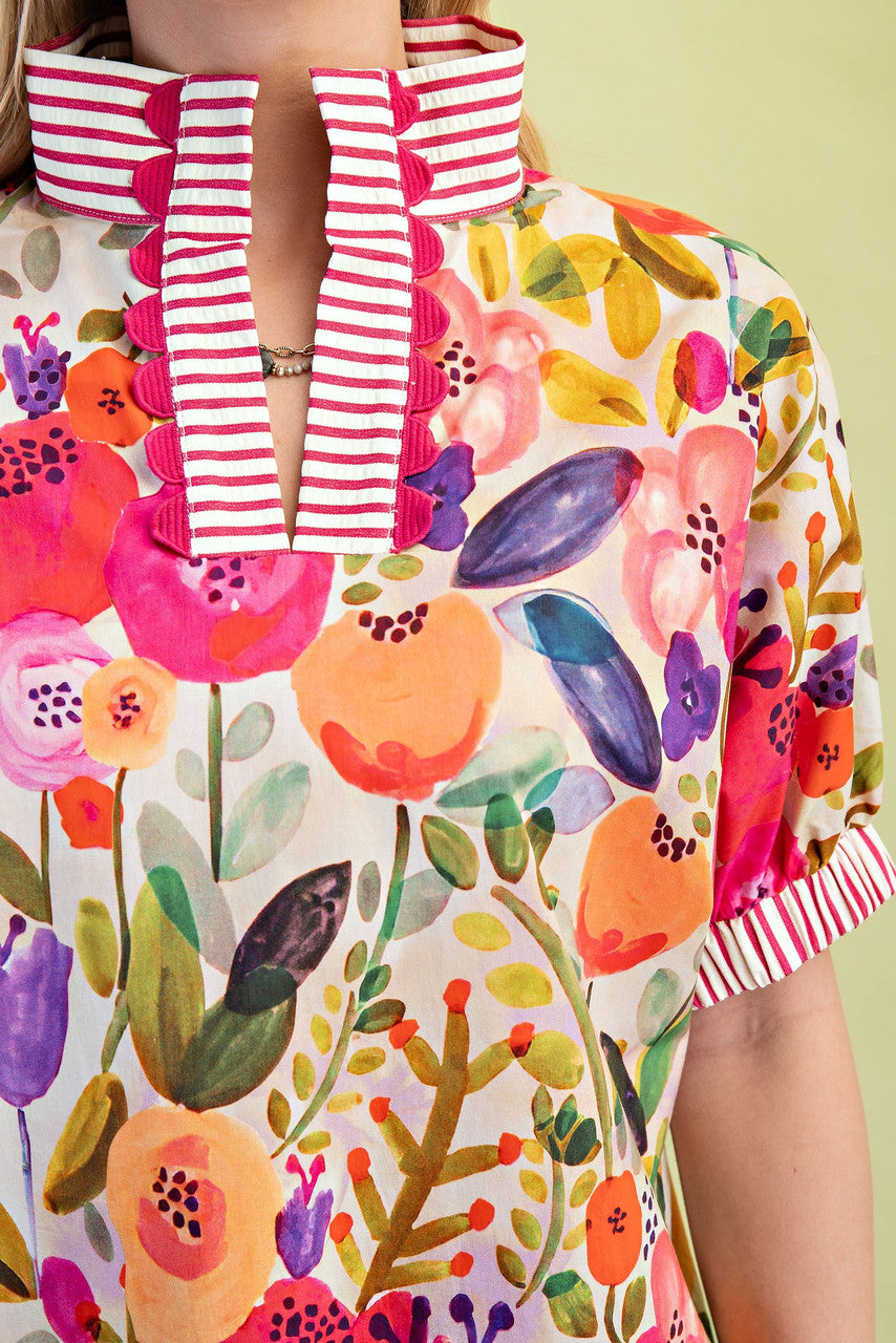 GiGiO Floral Mock-neck Top
