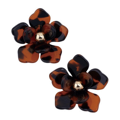 Canvas Lorelei Resin Flower Earrings in Tortoise