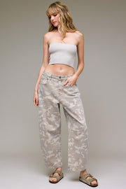 Hidden Jeans Women's Tan Camo Cropped Barrel Jean