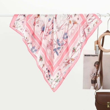 Josslyn Pink Large Print Silky Feel Bandana Scarf