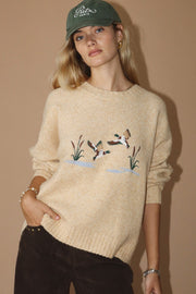 Bailey Rose Women's Embroidered Duck Knit Sweater - Butter