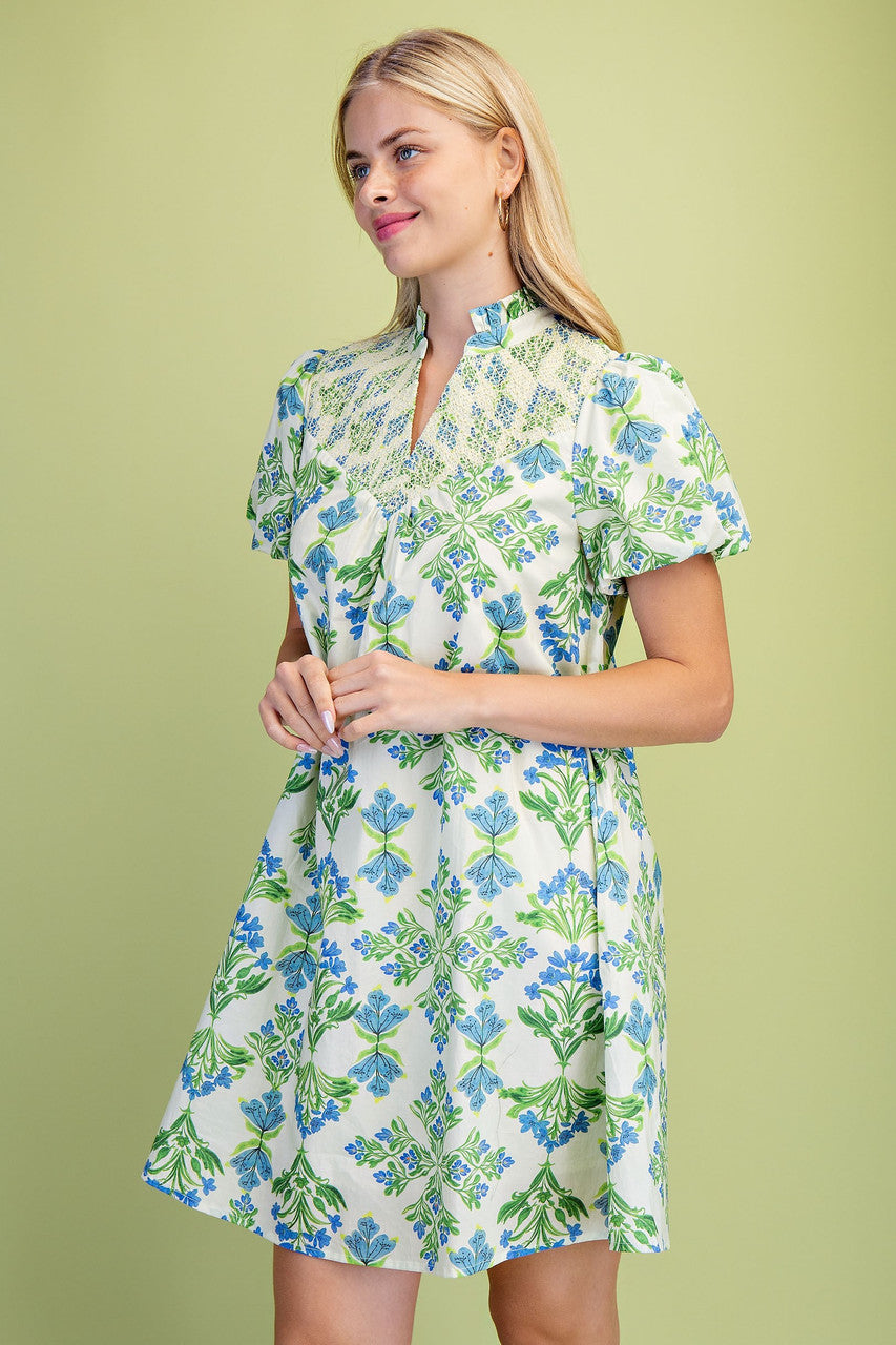 GiGiO Floral Print Ruffle Collar V-neck