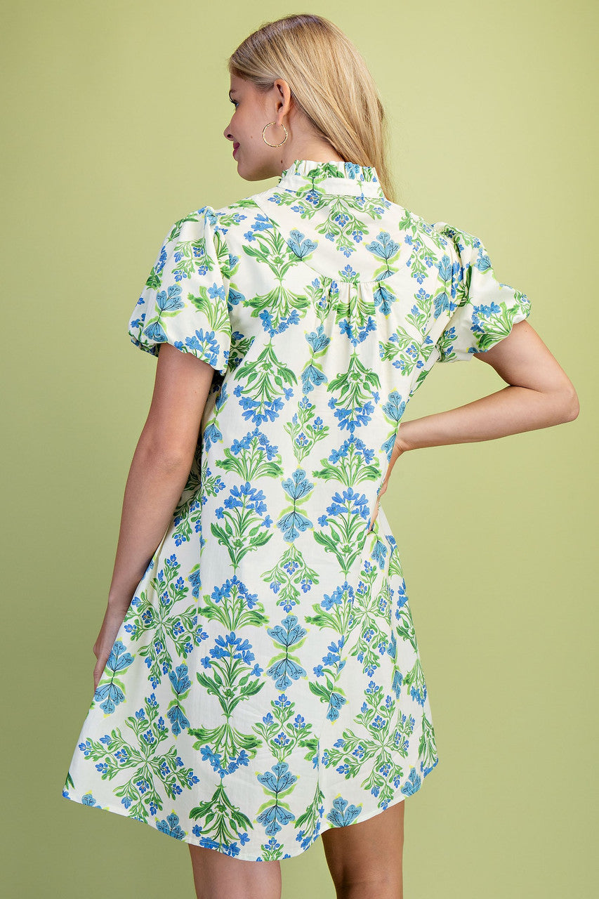 GiGiO Floral Print Ruffle Collar V-neck