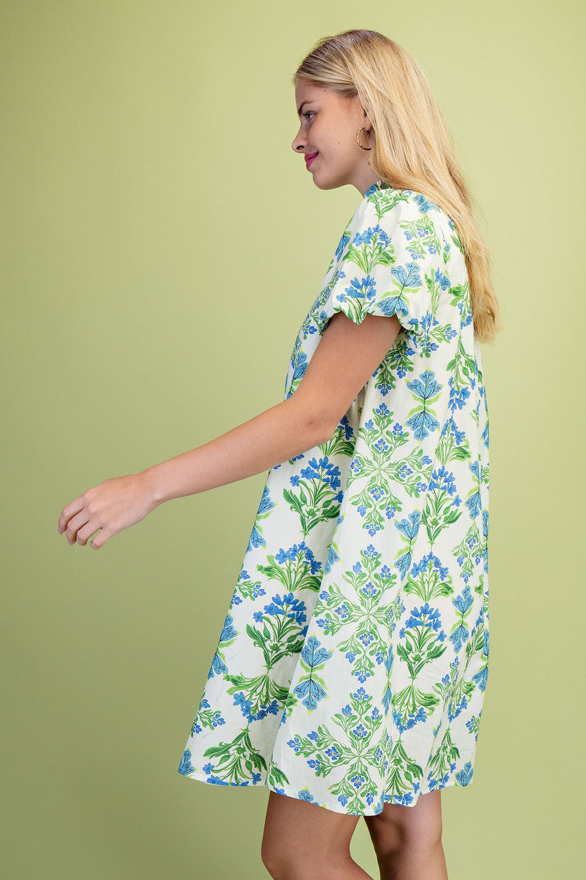 GiGiO Floral Print Ruffle Collar V-neck