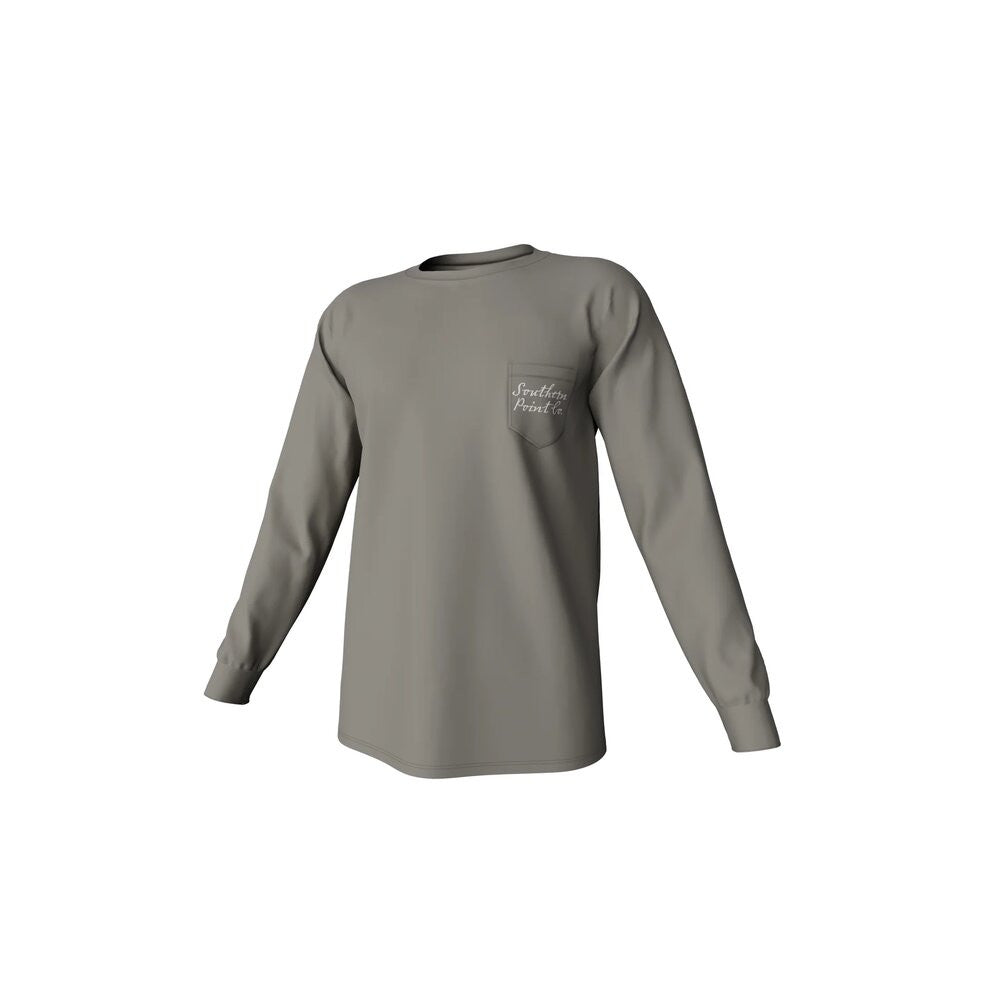 Southern Point Men's Cupped Ducks Long Sleeve Pocket Tee - Laurel Oak