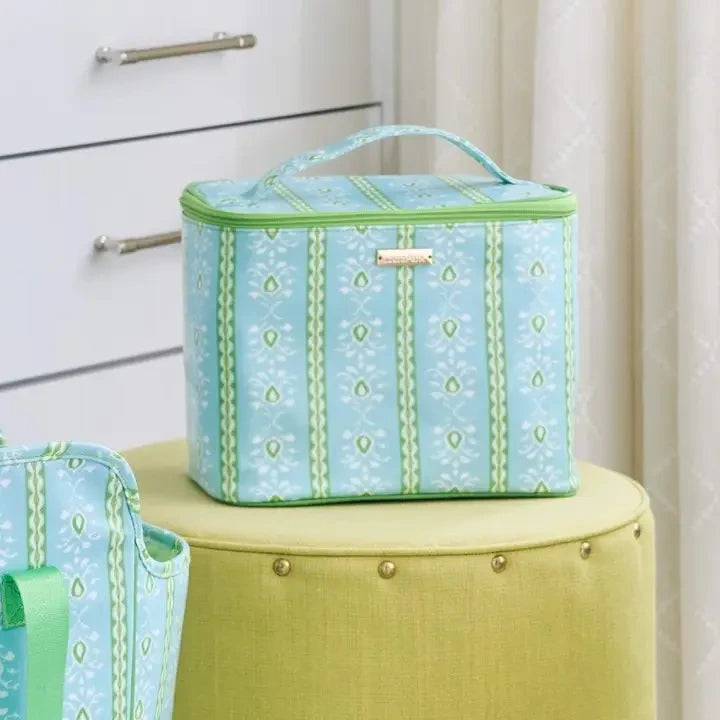 Laura Park Rosemary Stripe Blue Train Case