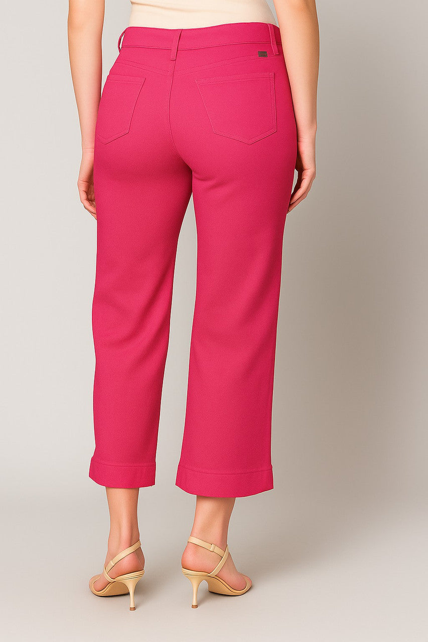 Pine Apparel Women's Cropped Wide Leg Jean -Vivid Berry