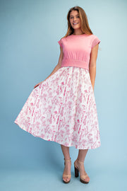 GiGiO Sweatshirt And Floral Print Illusion Midi Dress