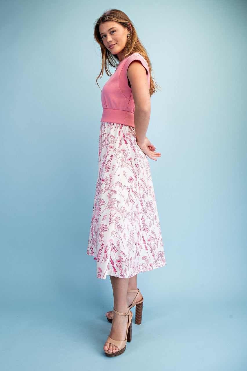 GiGiO Sweatshirt And Floral Print Illusion Midi Dress