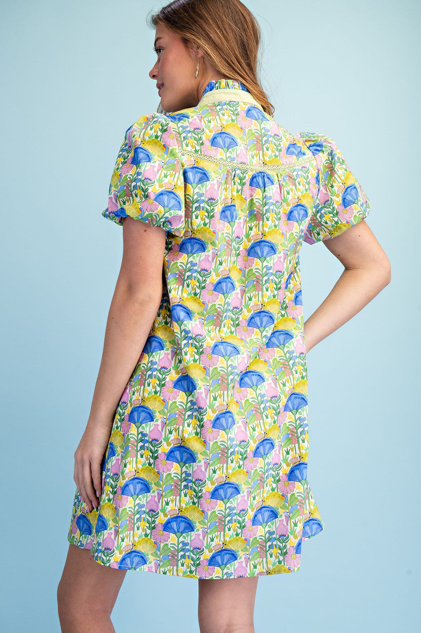 GiGiO Printed Notch Neck Dress