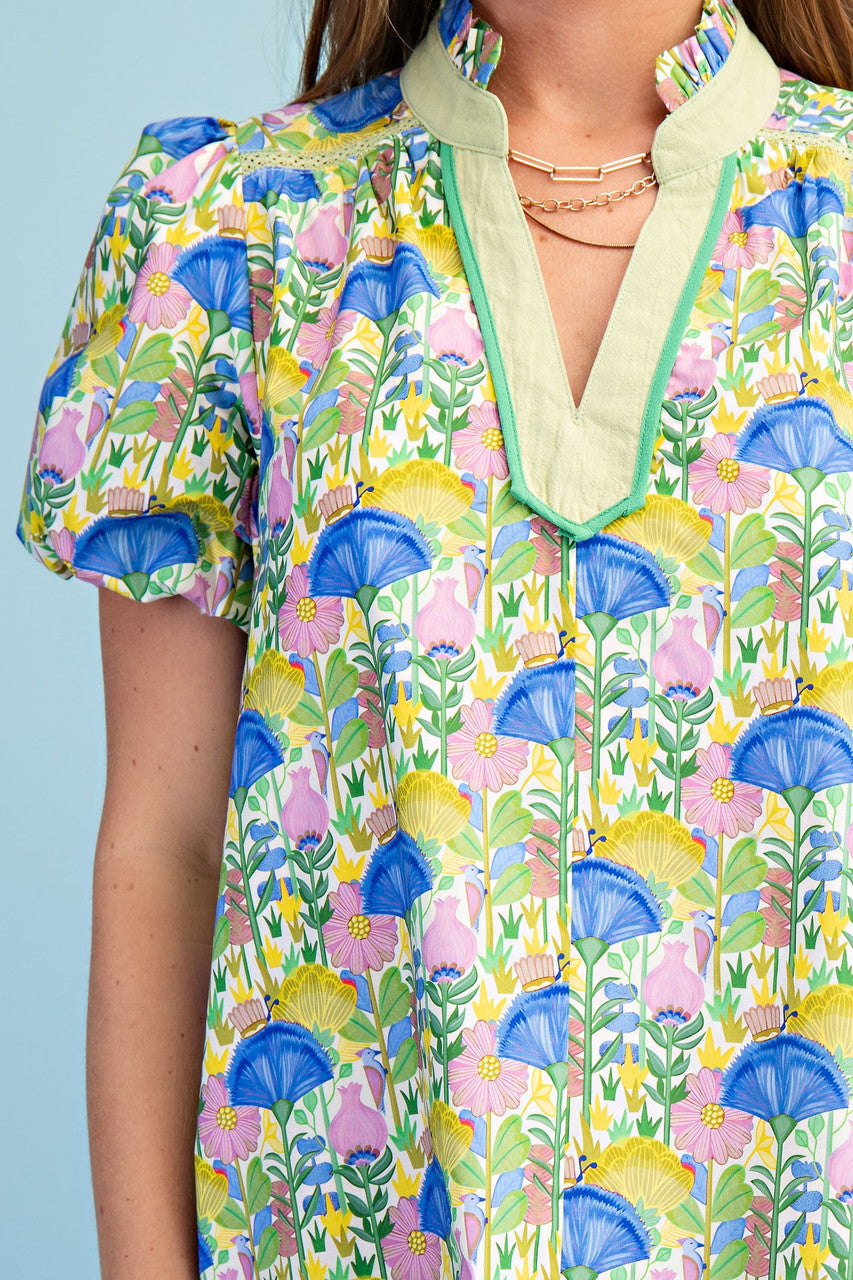 GiGiO Printed Notch Neck Dress