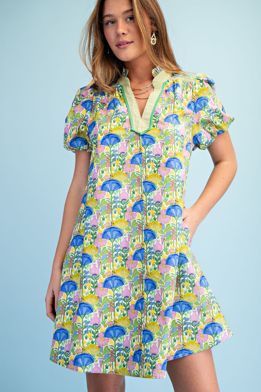 GiGiO Printed Notch Neck Dress