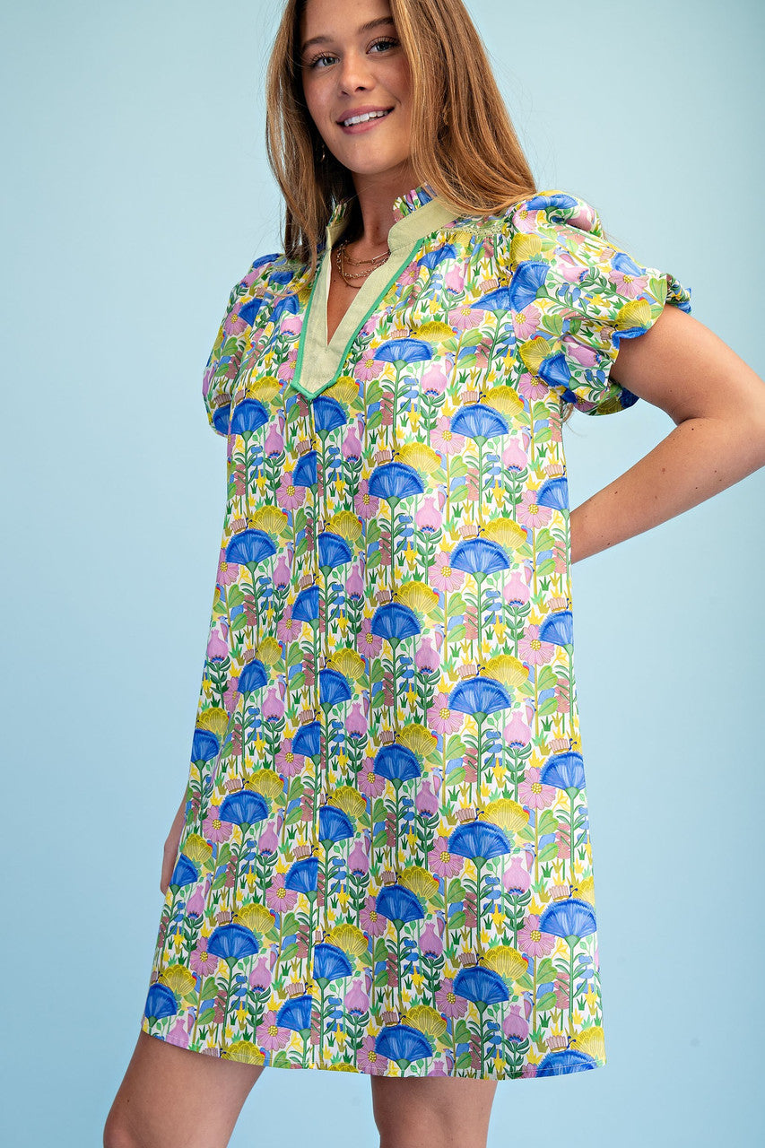 GiGiO Printed Notch Neck Dress