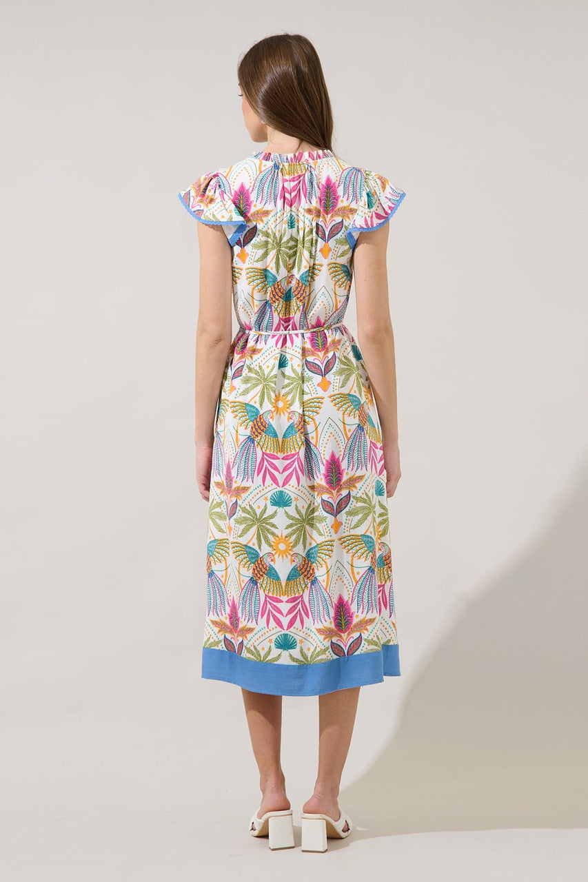 Sugar Lips Women's Adelina Shift Midi Dress Tropical