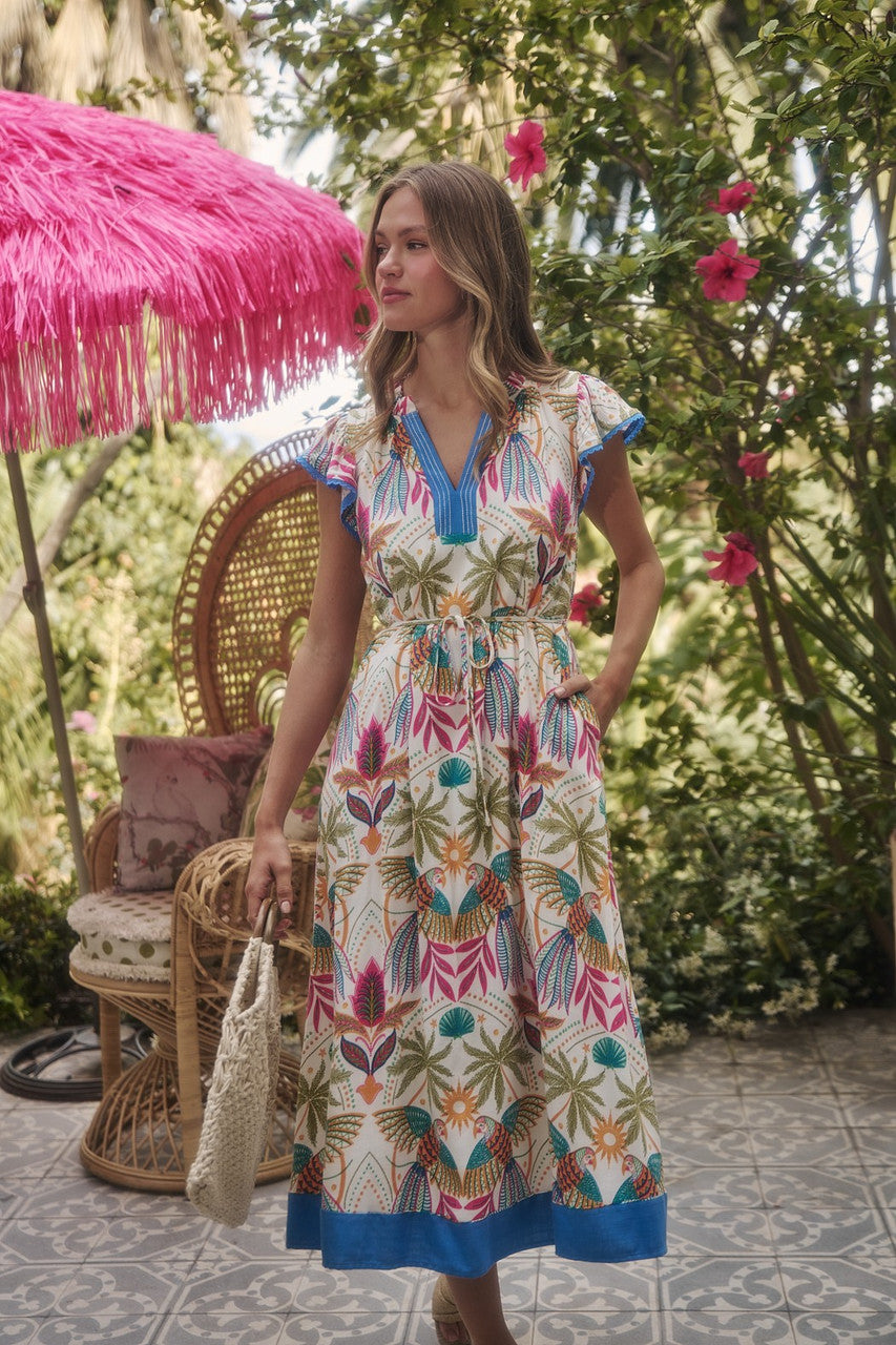 Sugar Lips Women's Adelina Shift Midi Dress Tropical