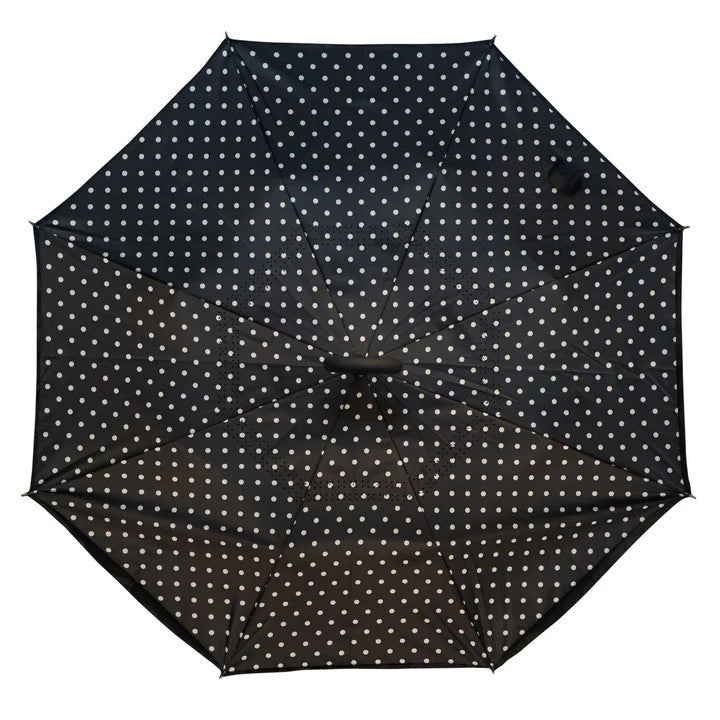 Calla Black and White Polka Dots Topsy Turvy Umbrella