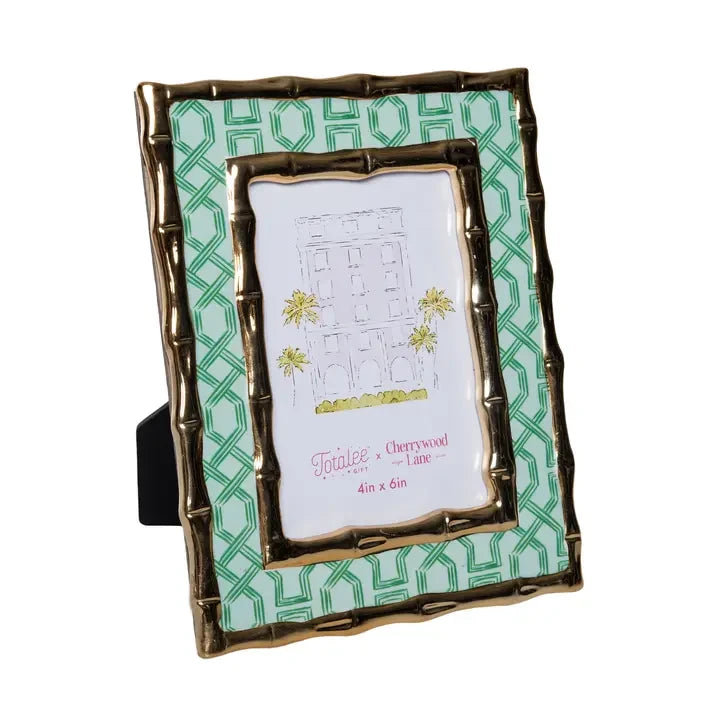 Totalee Gift Green Ceramic Cane Photo Frame