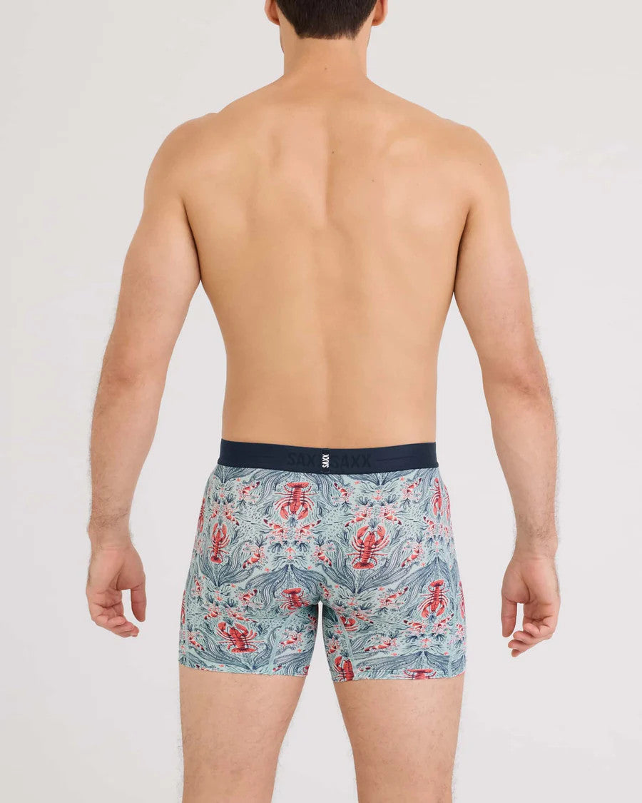 Saxx Men's Smooth Luxe Micro Modal Boxer Brief - Lobster Flourish-Mint