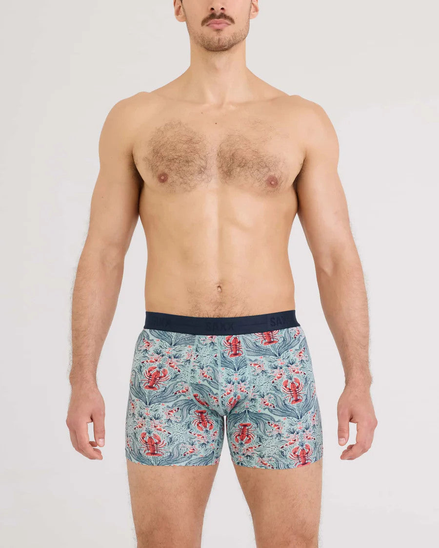 Saxx Men's Smooth Luxe Micro Modal Boxer Brief - Lobster Flourish-Mint