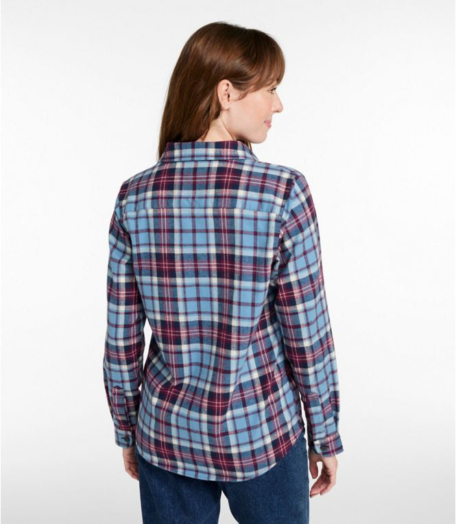 L.L. Bean Women's Scotch Plaid Flannel Shirt Relaxed - Blue Ridge Plaid