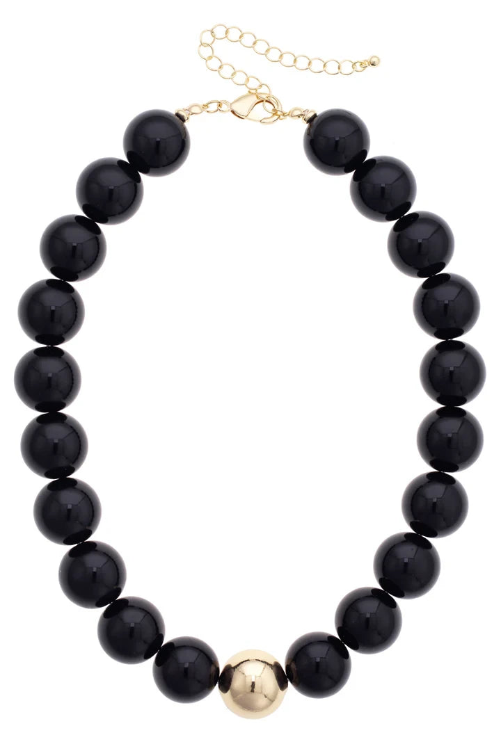 Canvas Marjorie Beaded Gumball Necklace - Black