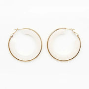 What's Hot Natural Cream Acrylic Hoop with Gold Accent Earring