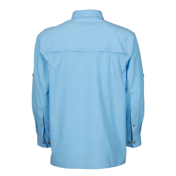 Bimini Bay Bimini Flats V Men's Long Sleeve Shirt Featuring BloodGuard Plus - Placid Blue