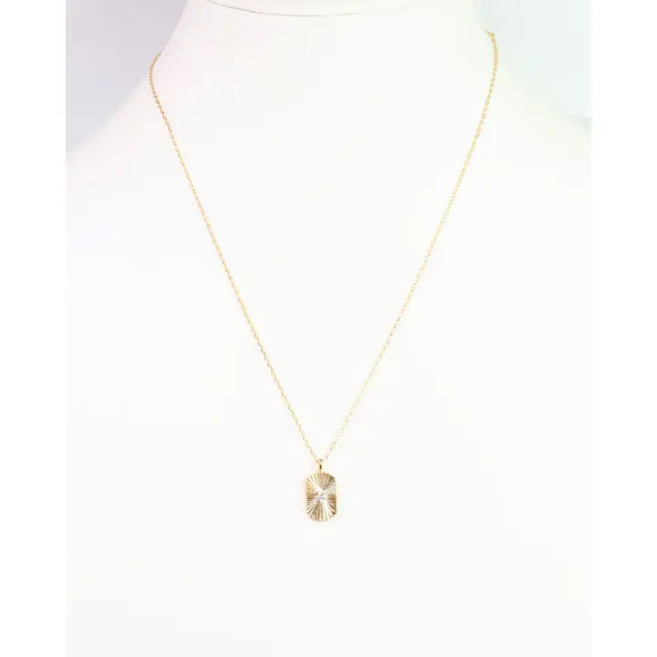 Caroline Hill Dominique CZ Plate Necklace Gold