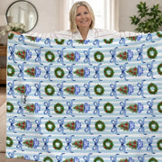 Happy By Rachel Blue Christmas Fleece Blanket