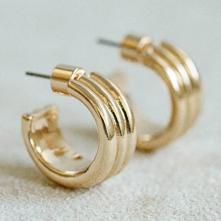 Smith & Co. Triple Mini Hoop - Gold