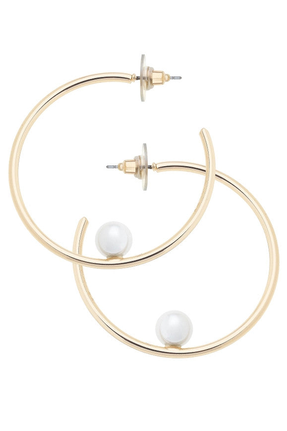 Canvas Gold Jackie Pearl Hoop Earrings