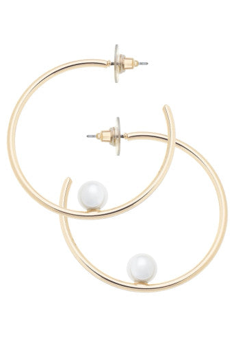 Canvas Gold Jackie Pearl Hoop Earrings