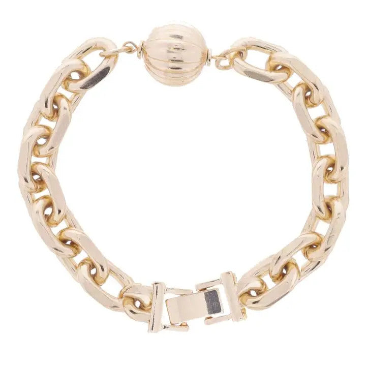 Jane Marie Gold Cable Chain with Textured Gold Ball Accent Bracelet