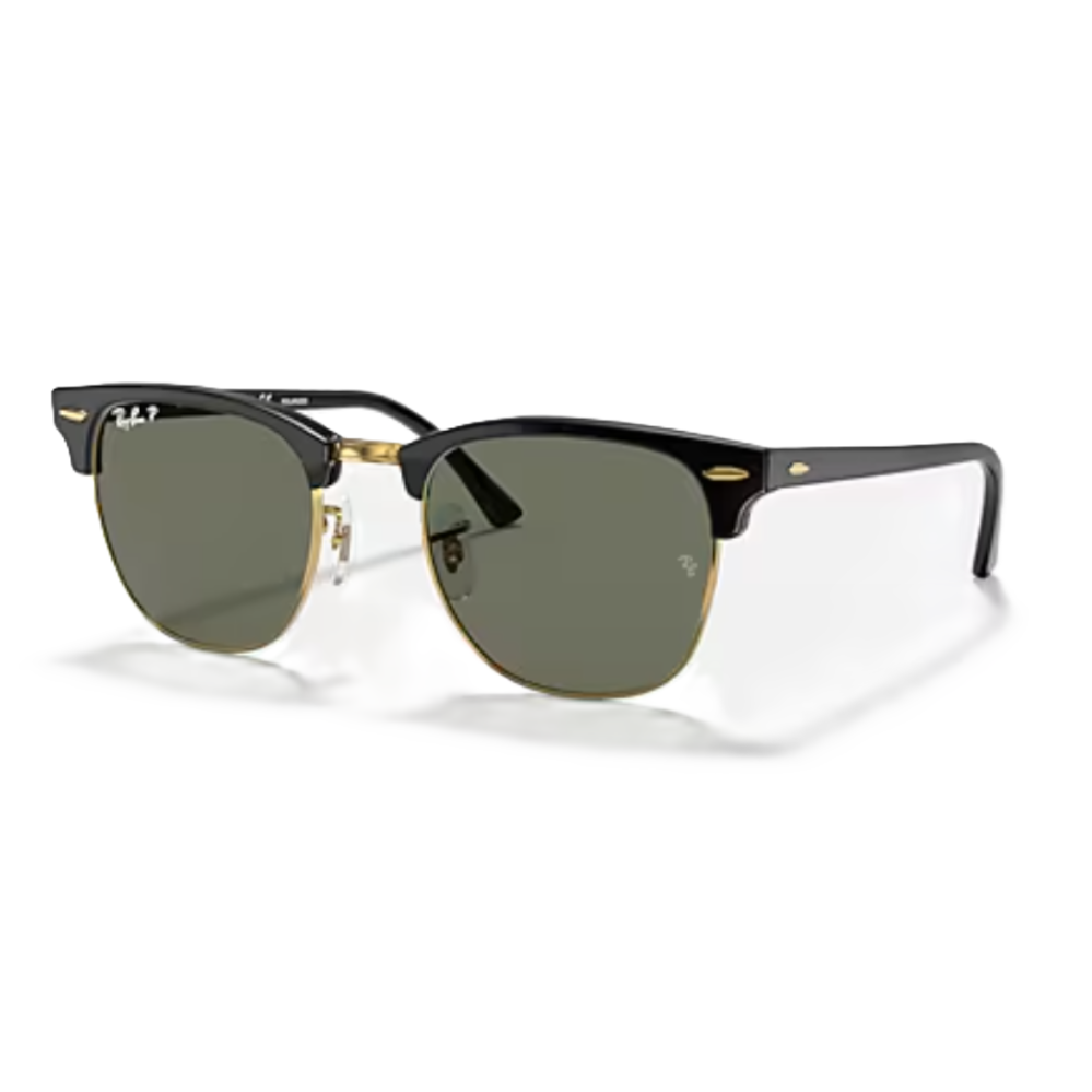 Ray-Ban Clubmaster Polarized Sunglasses – Black Frame with Green G-15 Lenses