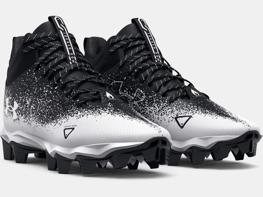 Under Armour Men's Spotlight Franchise RM 2.0 Football Cleats- Black/White/Black