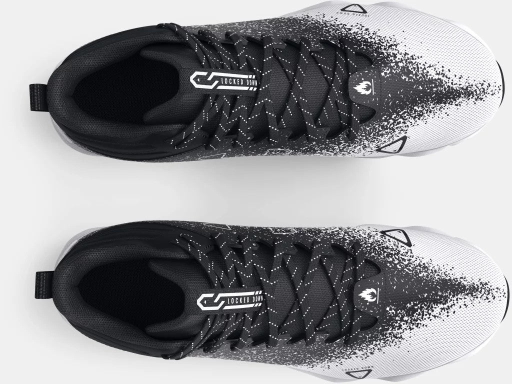Under Armour Men's Spotlight Franchise RM 2.0 Football Cleats- Black/White/Black