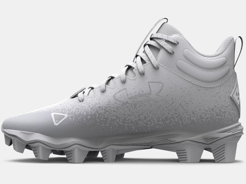 Under Armour Men's Spotlight Franchise RM 2.0 Football Cleats- White/White/Metallic Silver